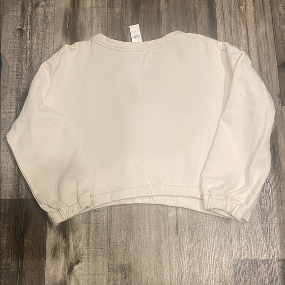 Anthropologie Cream Cropped Sweatshirt. Size S - Picture 4 of 5
